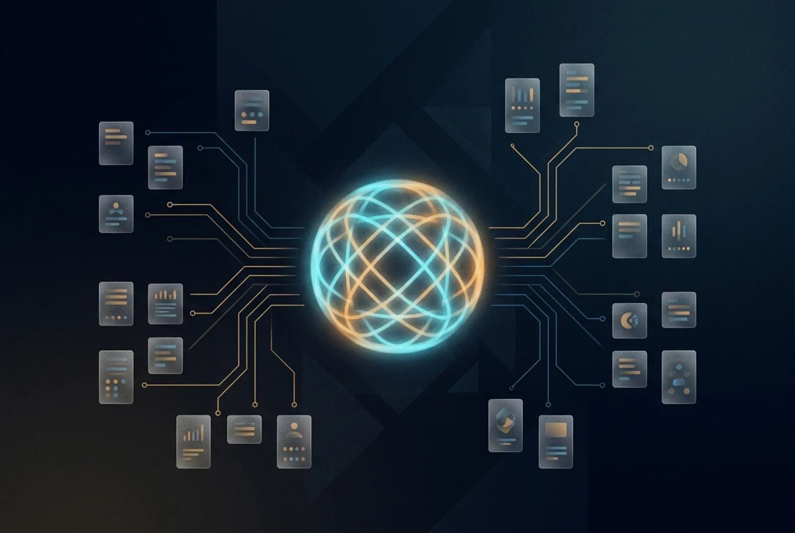 An AI agent connected to a grid of structured law firm profiles